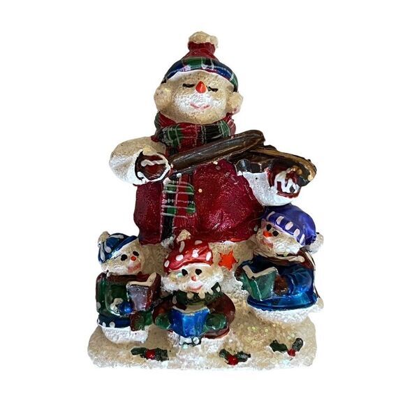 Snowman playing violin / 3 reading snow-kids christmas brooch. 2.5 in - Picture 7 of 13